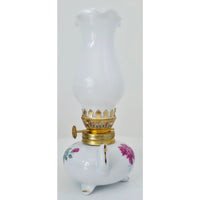 VINTAGE *NEW* 1960's Floral Porcelain Oil Lamp