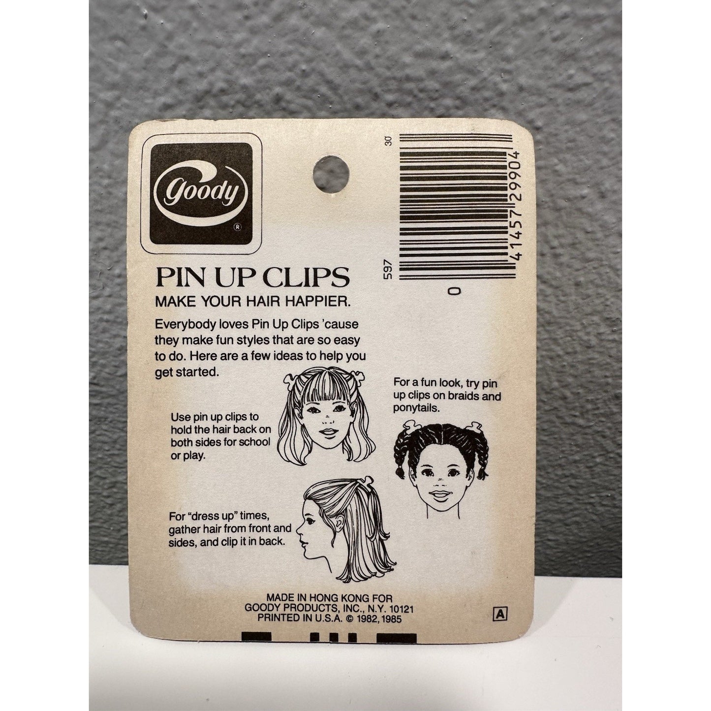 VINTAGE *NEW* 1982 Goody Pin Up Hair Clips Multicolor Barrettes NIP 6 Pack #597