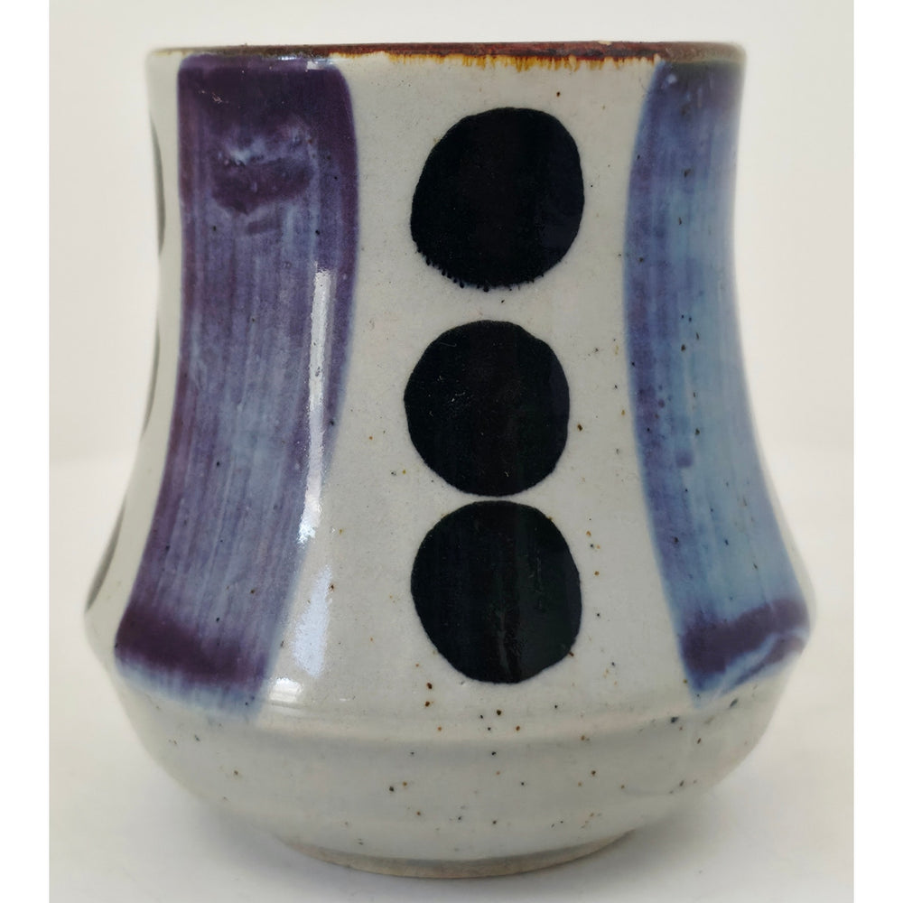 VINTAGE *NEW* 1970's Blue and Cream Korean Hand-Painted Stonewware Mug