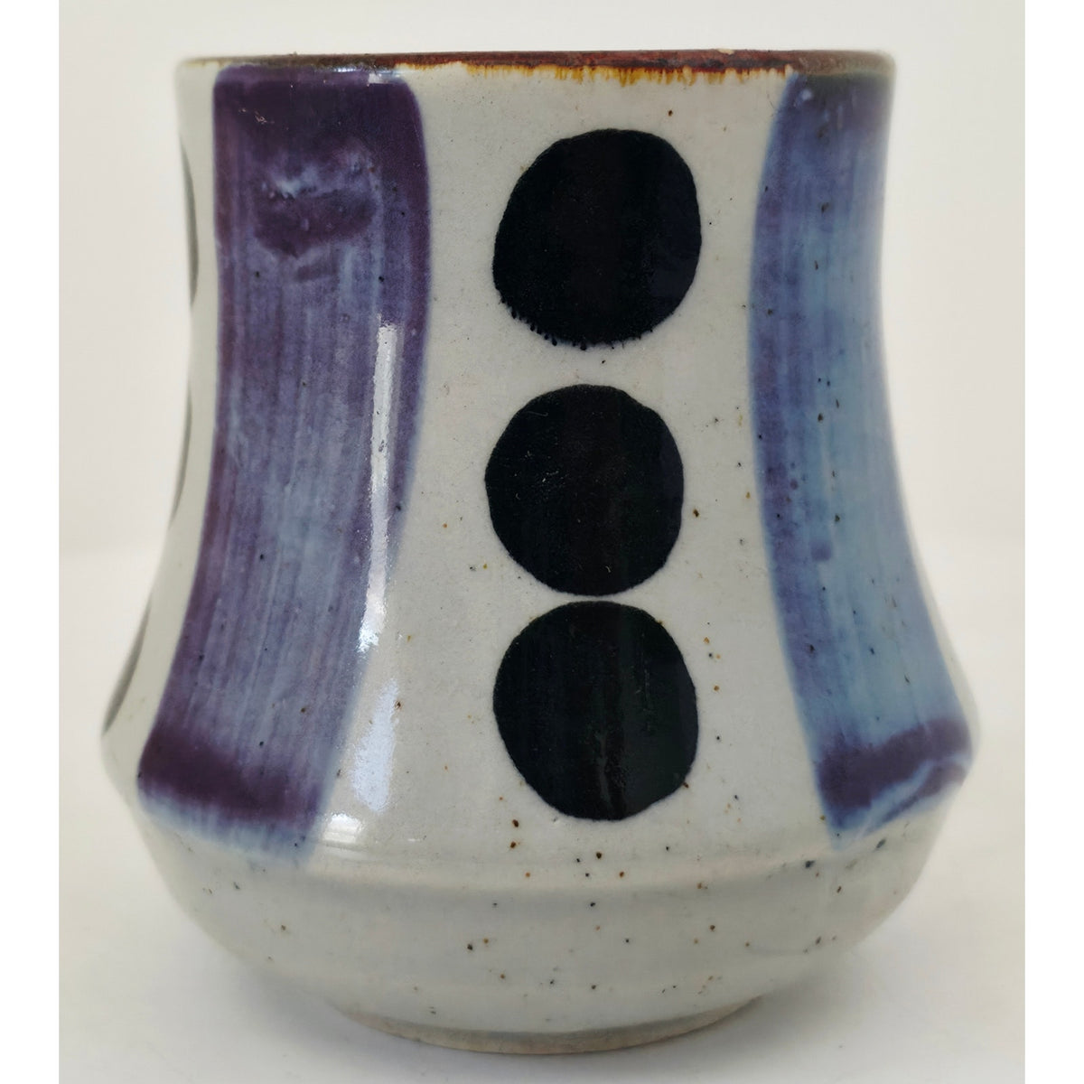 VINTAGE *NEW* 1970's Blue and Cream Korean Hand-Painted Stonewware Mug
