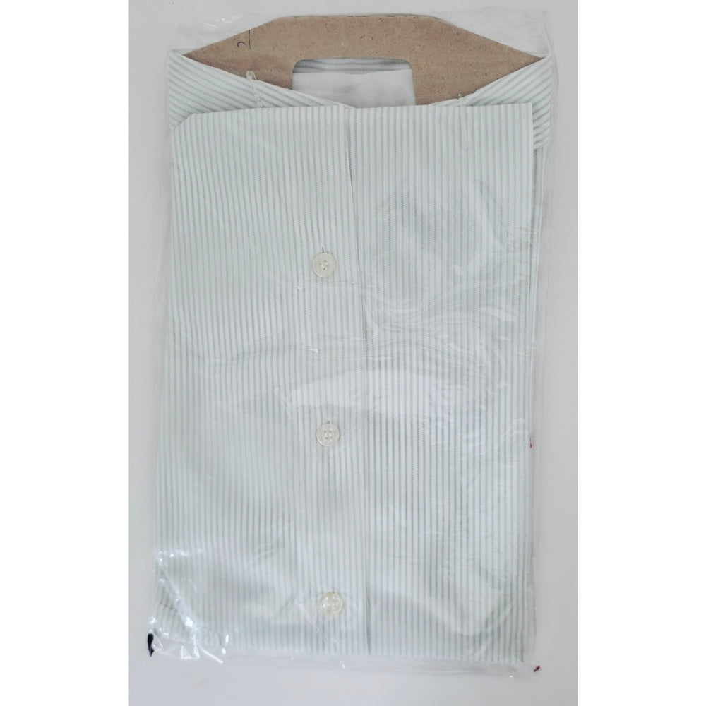 VINTAGE *NEW* Mr. Wilson Men's Cream Striped Collared Shirt 100% Never Iron Sz 15.5-33