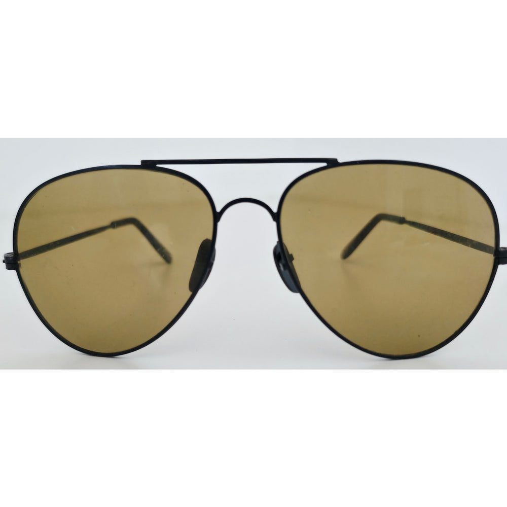 VINTAGE *NEW* 1970's Black Frame with Brown Tinted Lens Aviator Sunglasses