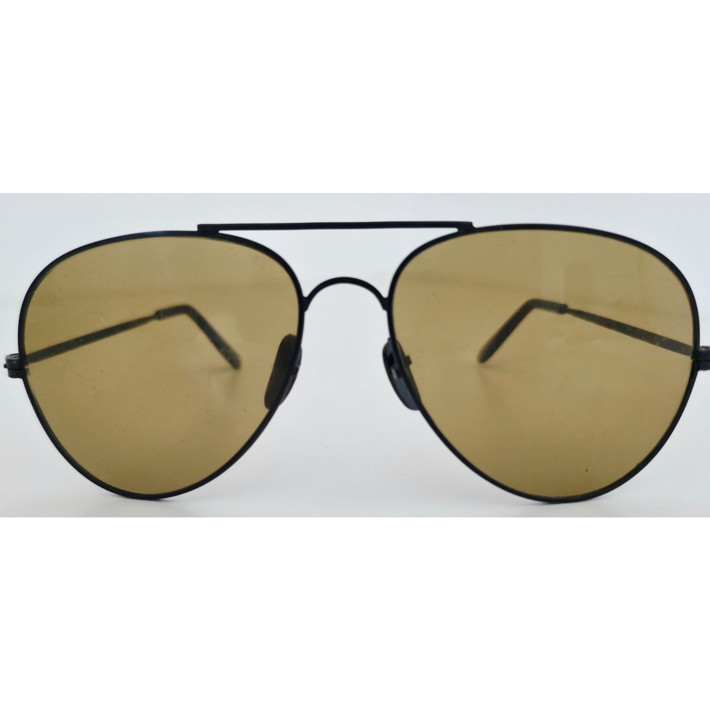 VINTAGE *NEW* 1970's Black Frame with Brown Tinted Lens Aviator Sunglasses