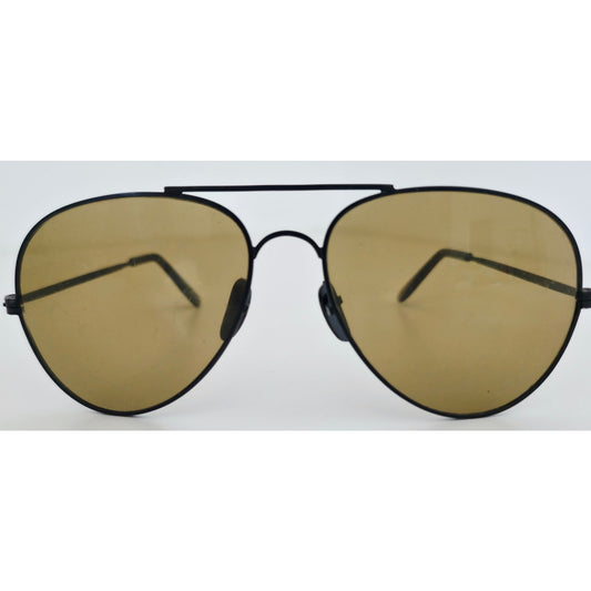 VINTAGE *NEW* 1970's Black Frame with Brown Tinted Lens Aviator Sunglasses