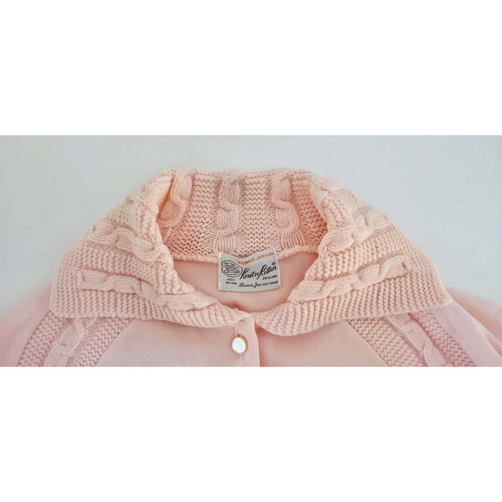 VINTAGE *NEW* 1960's Women's Light Pink Sweater w/Collar 100% Nylon Size 40