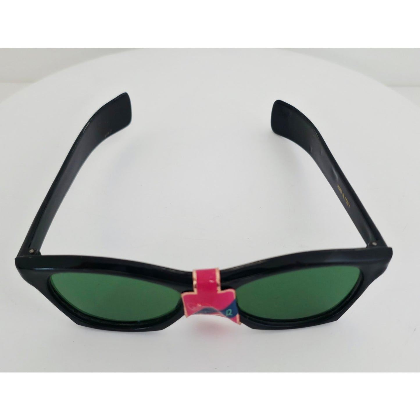 VINTAGE *NEW* 1970's Doscar Glam Unisex Black Frame Green Lens Sunglasses Italy