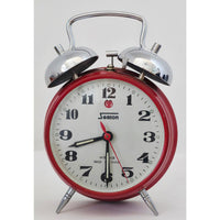 VINTAGE *PRISTINE** 1970's Alan Roberts Double Bell Keywound Alarm Clock Red