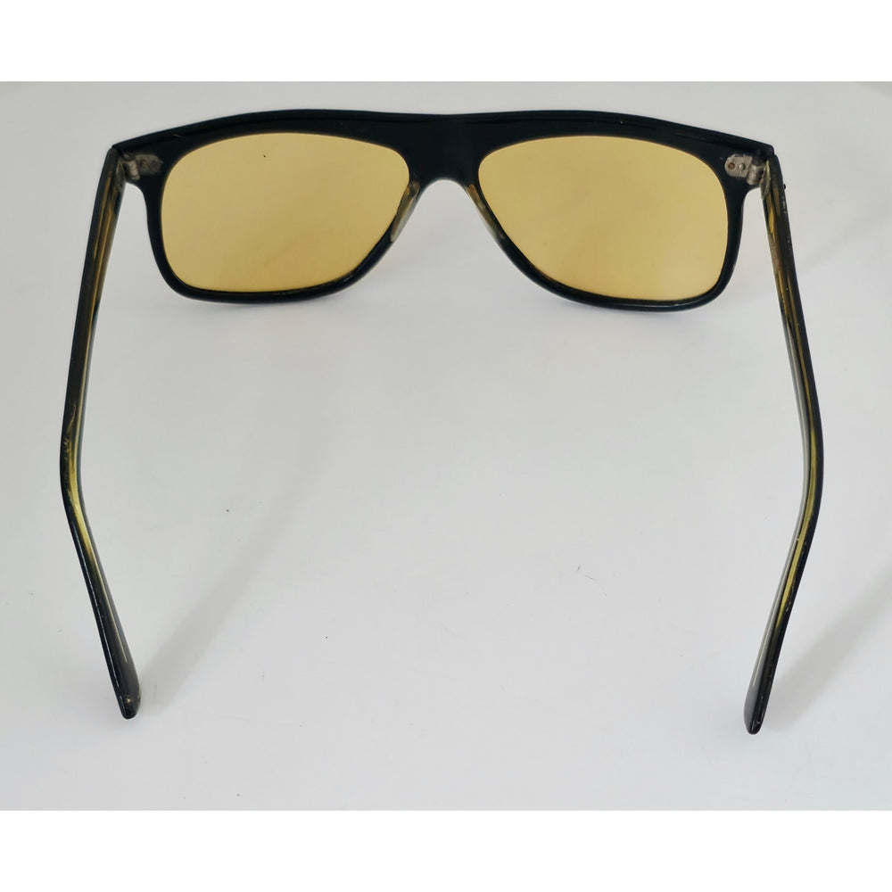VINTAGE *NEW* 1970's Glam Unisex Dark Brown Frame with Yellow Lens Sunglasses