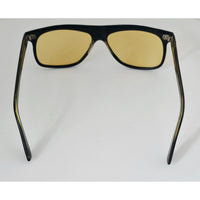 VINTAGE *NEW* 1970's Glam Unisex Dark Brown Frame with Yellow Lens Sunglasses