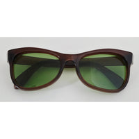 VINTAGE *NEW* 1970's Glam Unisex Sunglasses Brown Frame Green Lens