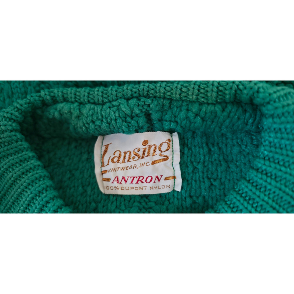 VINTAGE *NEW* 1960's Green Women's Sweater with Buttons 100% Nylon Size 38