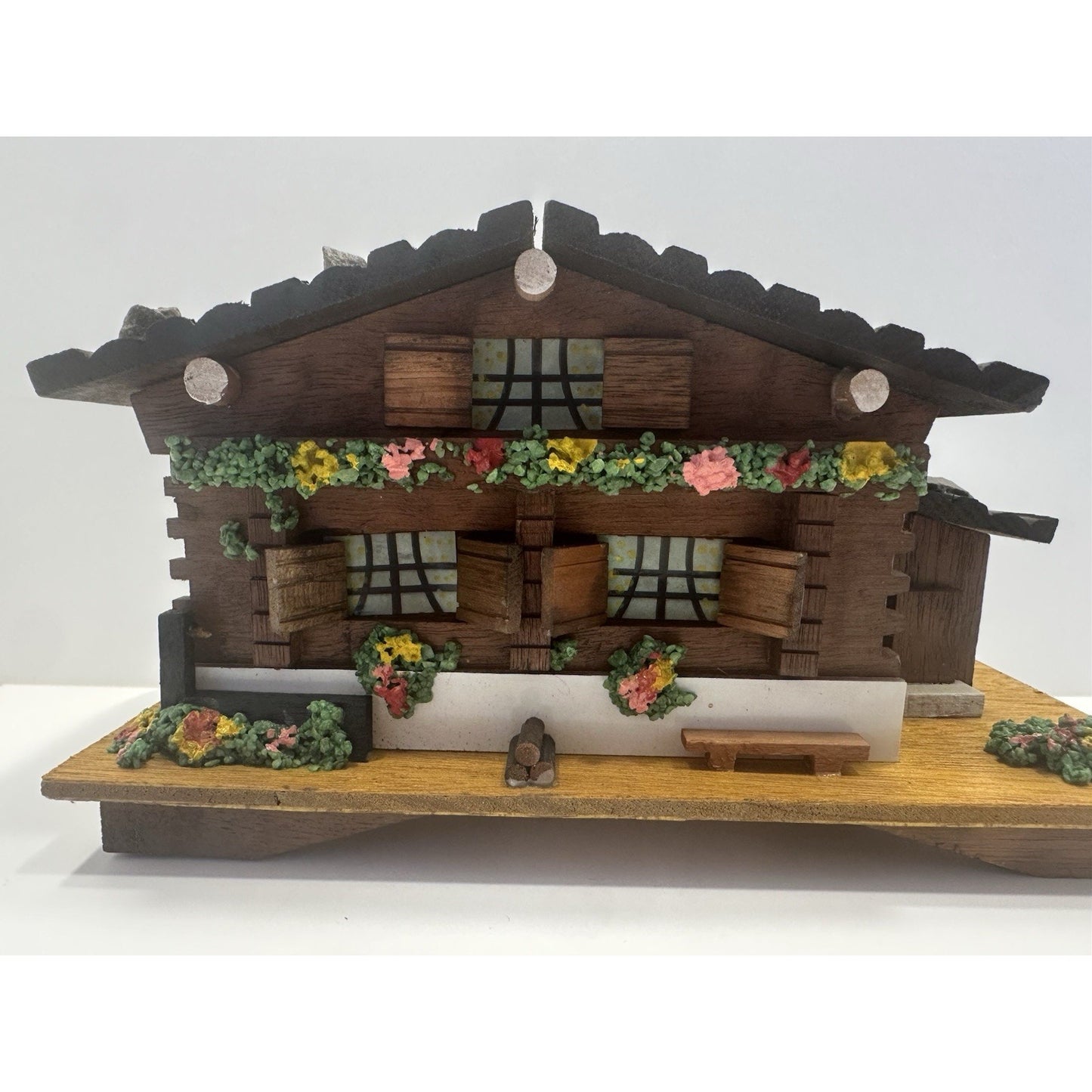 VINTAGE 1950's Swiss Chalet Wooden Music Box - Needs Lovin'