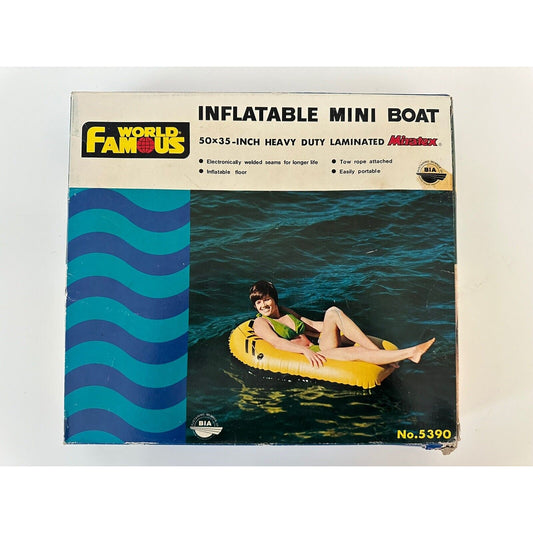 VINTAGE *NEW* Miratex Heavy Duty Laminated Inflatable Mini Boat 50”x35"