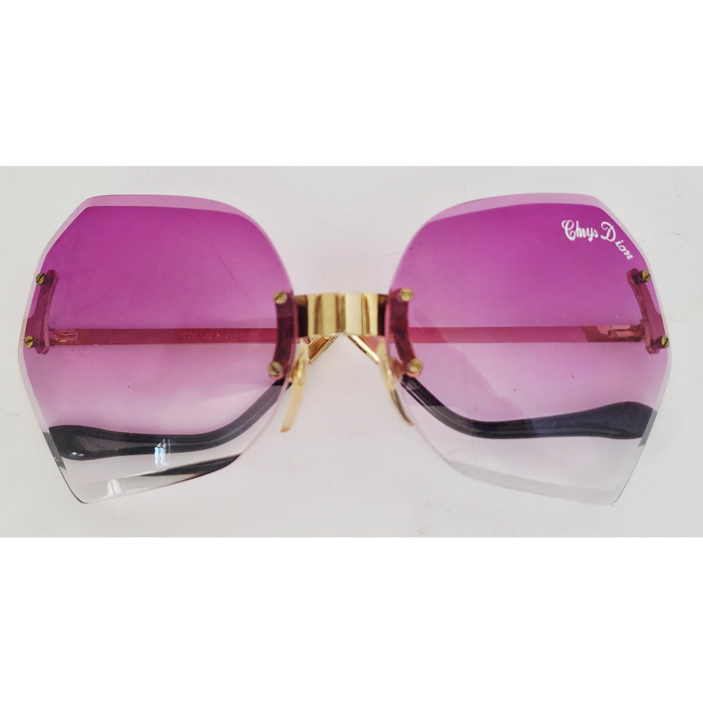 VINTAGE *NEW* 1970's Chrys Dior Gold Folding with Purple Lens Sunglasses & Case