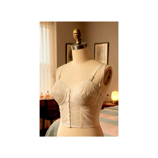 VINTAGE *NEW* 1960's Women's White Lace Bustier Bra Corset Size 34B