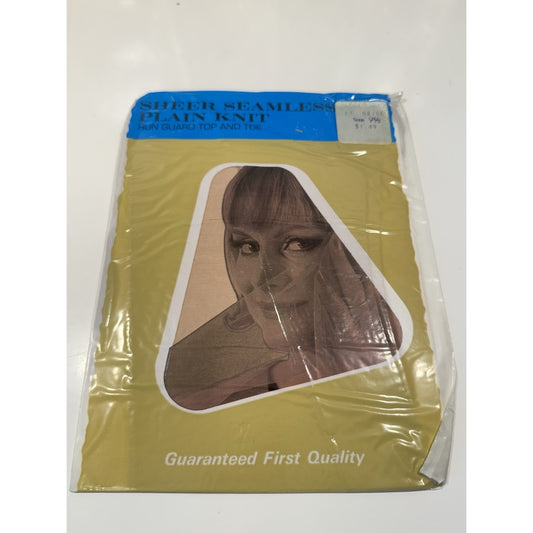 VINTAGE *NEW* 1950's Hosiery Sheer Seamless-Plain Knit-Light Beige Sz 10.5