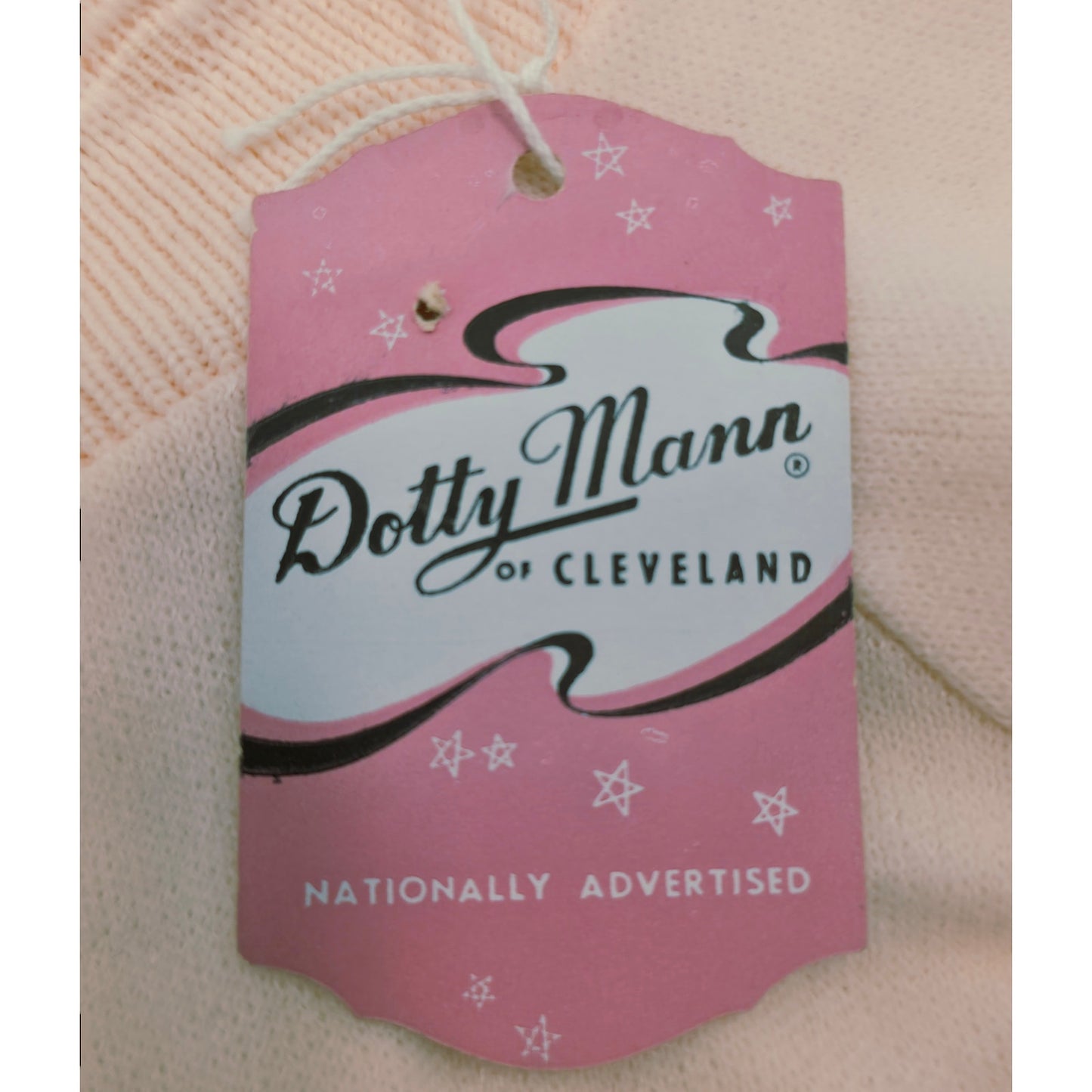 VINTAGE *NEW* 1960's Dotty Mann Women's Light Peach Collared Sweater Size L (40) USA