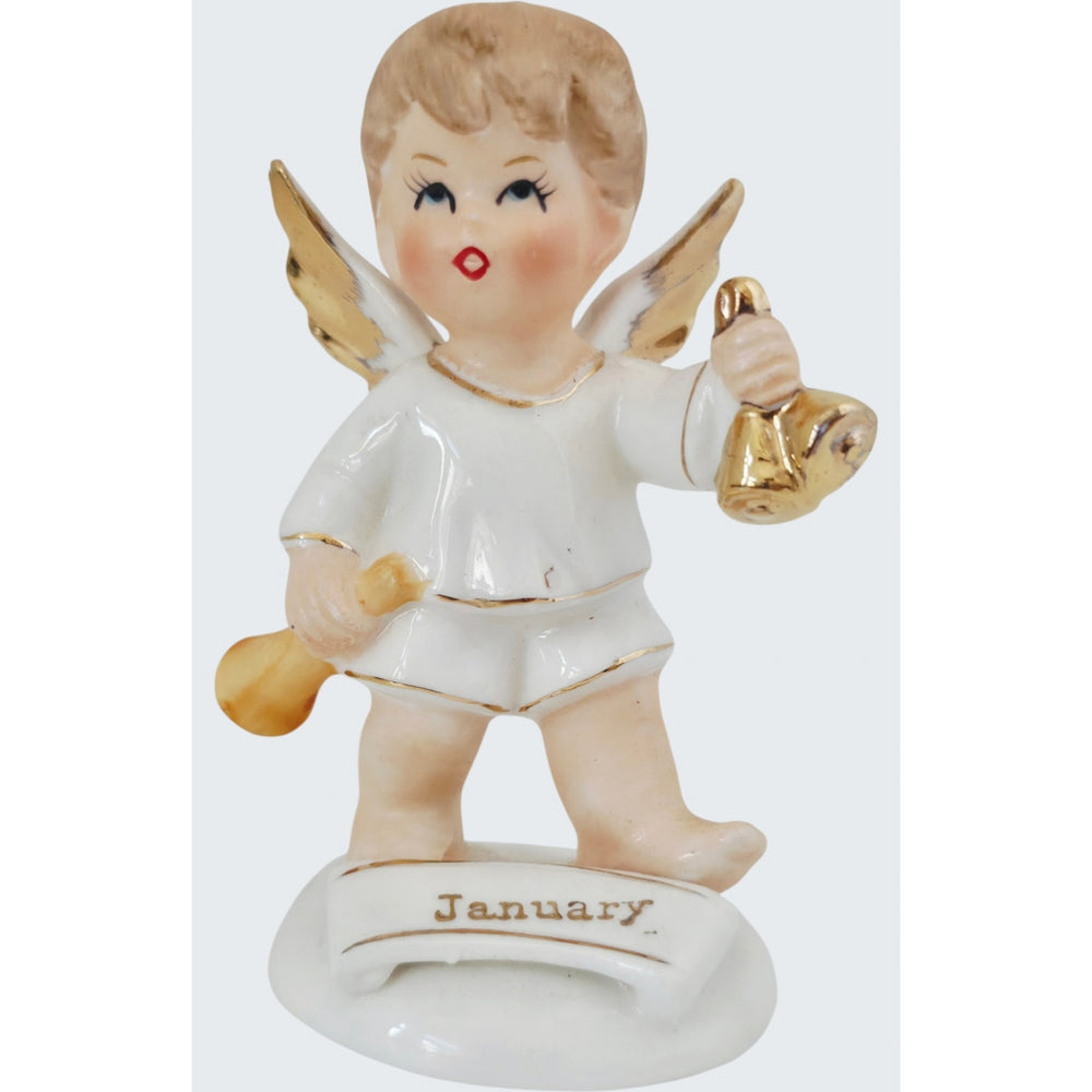 VINTAGE *NEW* 1960's January Birthday Angel Figurine Porcelain Made in Japan