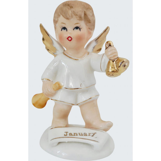 VINTAGE *NEW* 1950's January Birthday Angel Figurine Porcelain Made in Japan