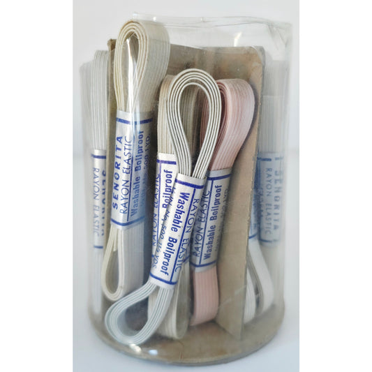 VINTAGE *NEW* 1970's Senorita Rayon Elastic Washable 1/2 inch 1 Yard Set of 15