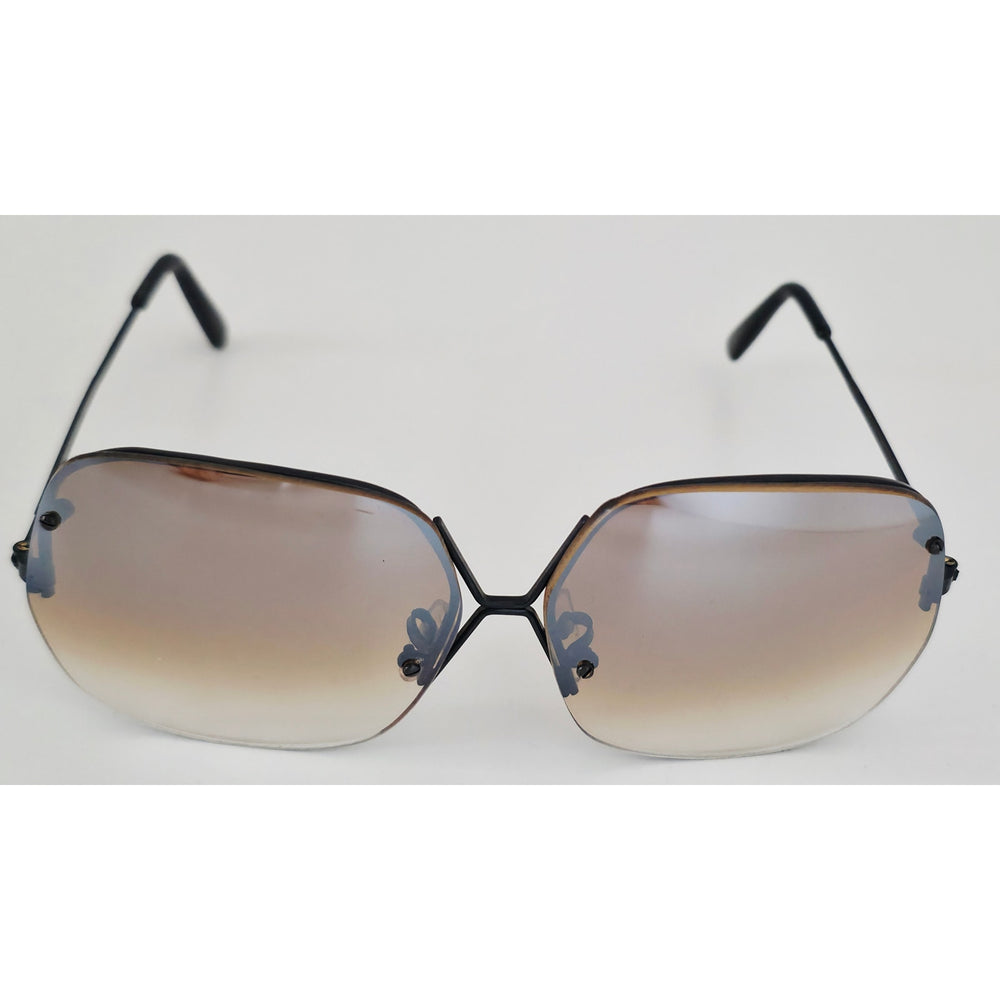 VINTAGE *NEW* 1970's Glam Unisex Sunglasses Black Frame with Smoke Grey Lens