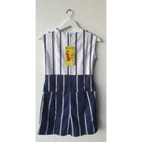 VINTAGE *NEW* 1960's Blue/White Striped Waist Tie Romper Size 12