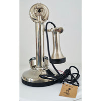 VINTAGE *PRISTINE* 1920's Art Thang Candlestick Rotary Spanish Telephone Restored