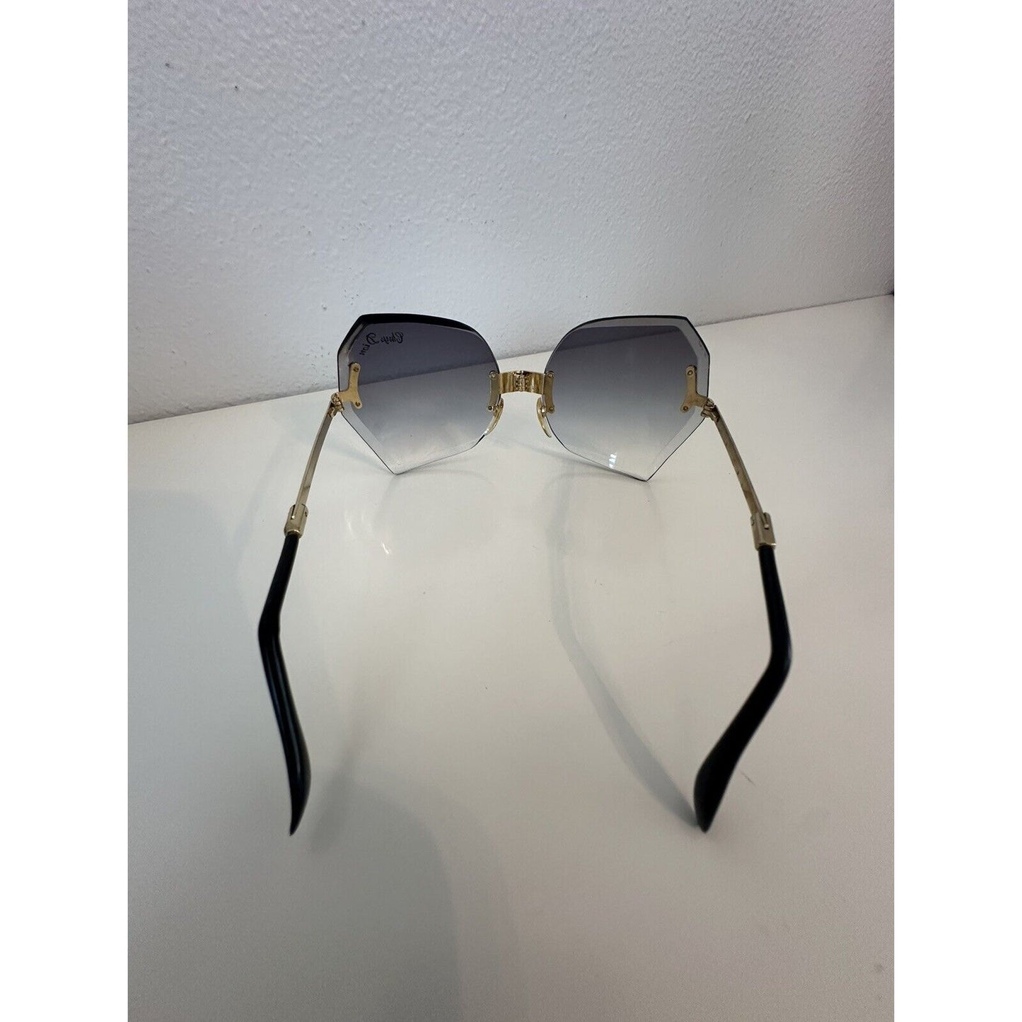 VINTAGE *NEW* 1970'sChrysDior  Glam Sunglasses Black Smoked Glass&Gold