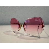 VINTAGE *NEW* 1970's Chrys Dior Gold Folding with Pink Lens Sunglasses & Case
