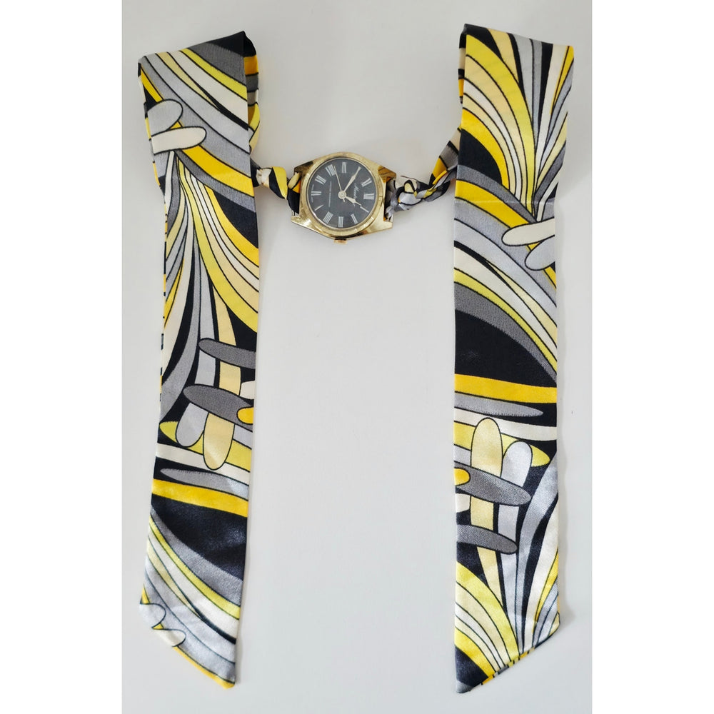 "Frozen In Time" 1960's Vintage Watch Face w/ Silk/Satin Tie Bracelet