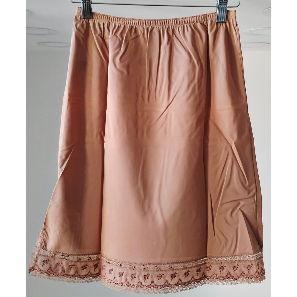 VINTAGE *NEW* 1960's Kayser Women's Coffee w/Flowers Lace Trim Half Slip Size S
