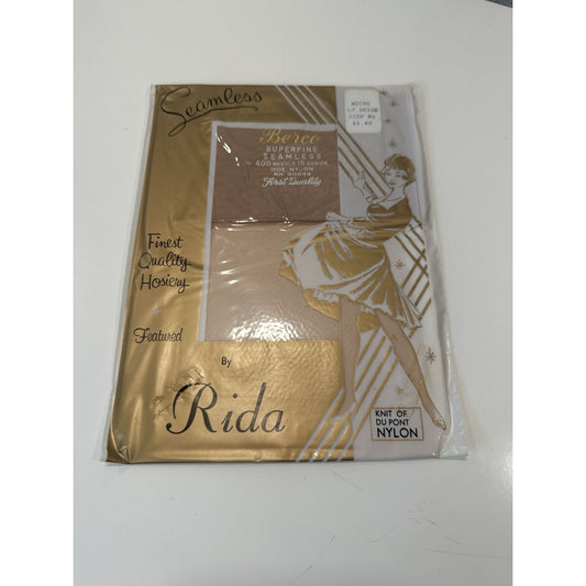 VINTAGE *NEW* Berco Rida Hosiery-Seamless-Lt Beige-1 pair-Sz8.5M
