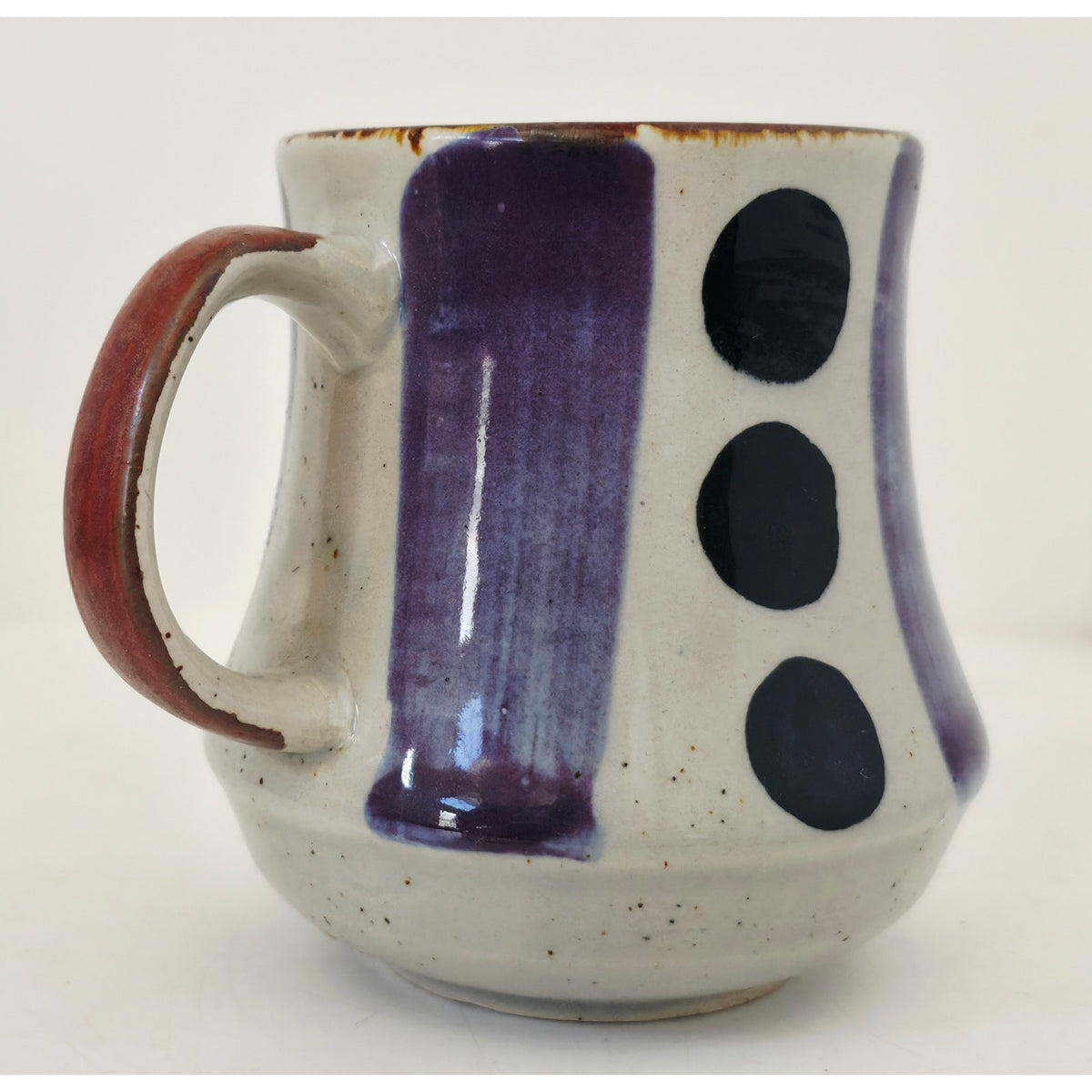 VINTAGE *NEW* 1970's Blue and Cream Korean Hand-Painted Stonewware Mug
