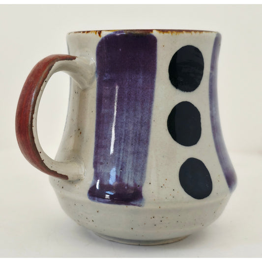 VINTAGE *NEW* 1970's Blue and Cream Korean Hand-Painted Stonewware Mug