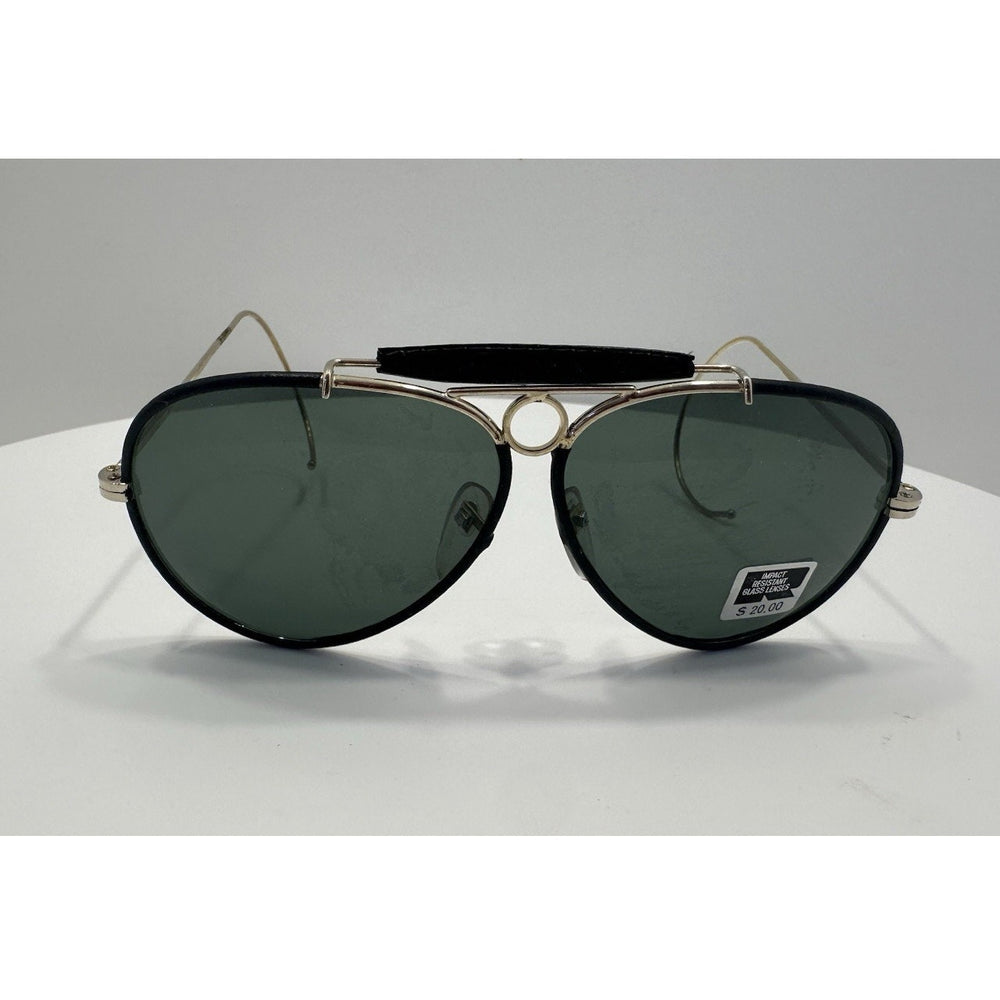 VINTAGE *NEW* 1970's Unisex Gold Frame Smoke Lens Aviator Wraparound Sunglasses