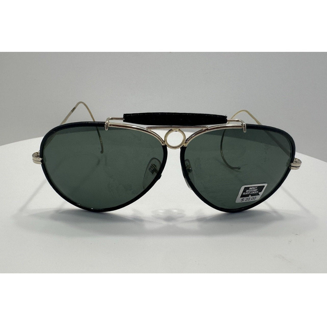 VINTAGE *NEW* 1970's Unisex Gold Frame Smoke Lens Aviator Wraparound Sunglasses