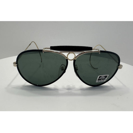 VINTAGE *NEW* 1970's Unisex Gold Frame Smoke Lens Aviator Wraparound Sunglasses