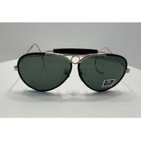 VINTAGE *NEW* 1970's Ray Max Gold Frame Smoke Lens Aviator Wraparound Sunglasses