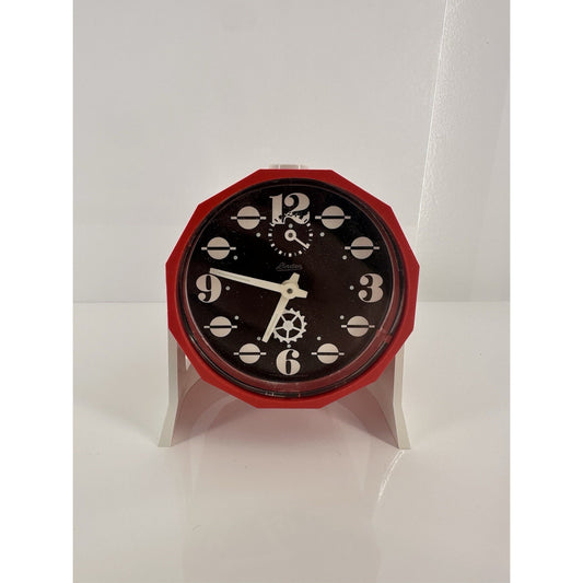 VINTAGE *NEW* 1980's Linden Retro Alarm Table Clock Red Germany