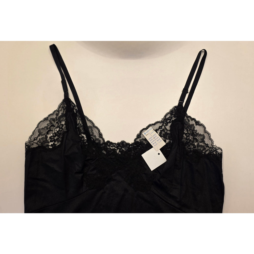 VINTAGE *NEW* 1960's Kayser Black Slip with Black Lace Trim 100% Nylon Size 38