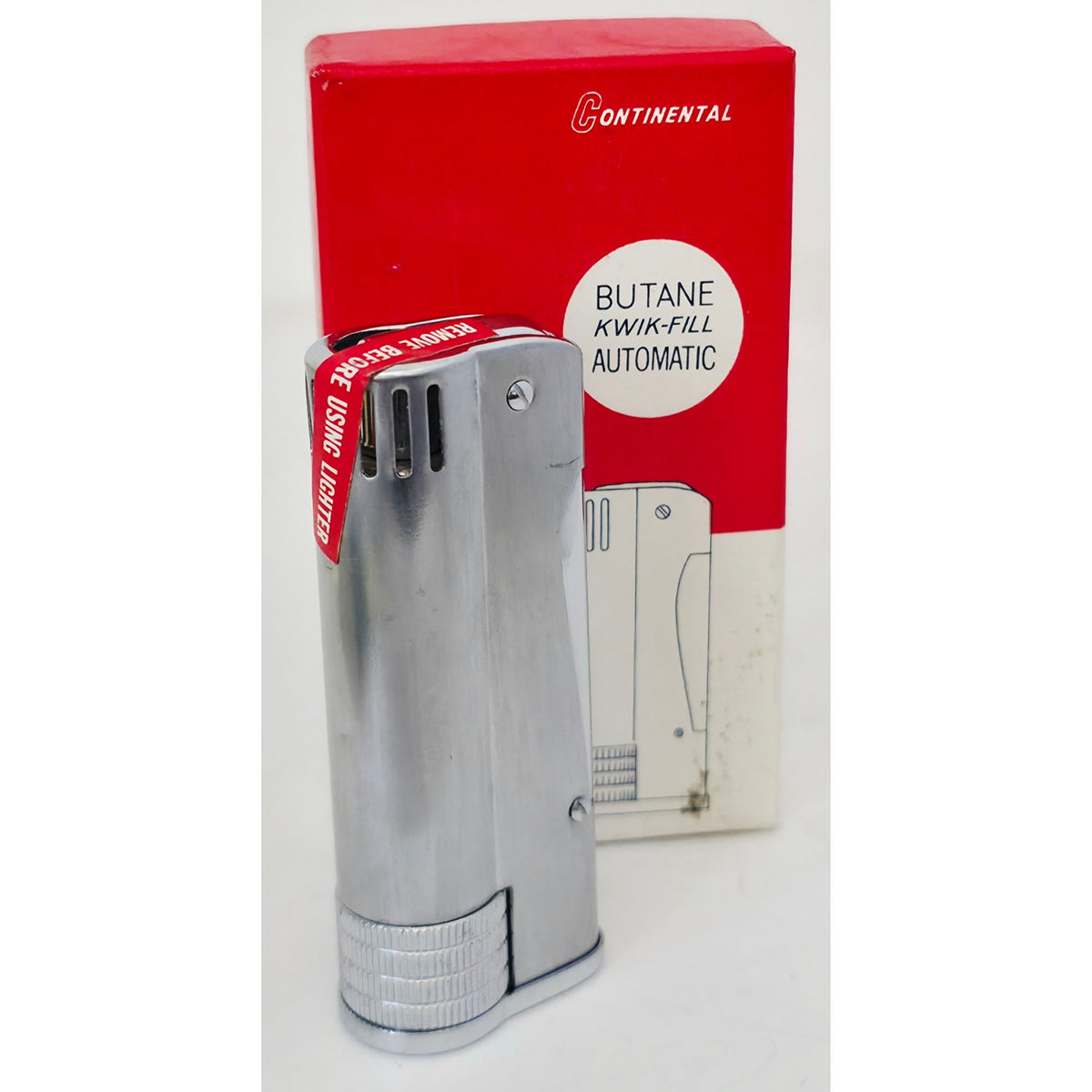 VINTAGE *NEW* 1960's Continental Silver Kwik-Fill Automatic Butane Lighter Japan
