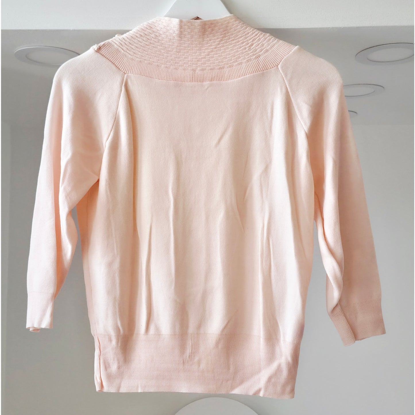 VINTAGE *NEW* 1960's Dotty Mann Women's Light Peach Collared Sweater Size L (40) USA