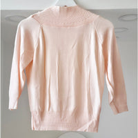 VINTAGE *NEW* 1960's Dotty Mann Women's Light Peach Collared Sweater Size L (40) USA