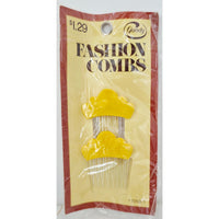 VINTAGE *NEW* 1975 Goody #7050/1 Fashion Combs Scalloped Yellow USA