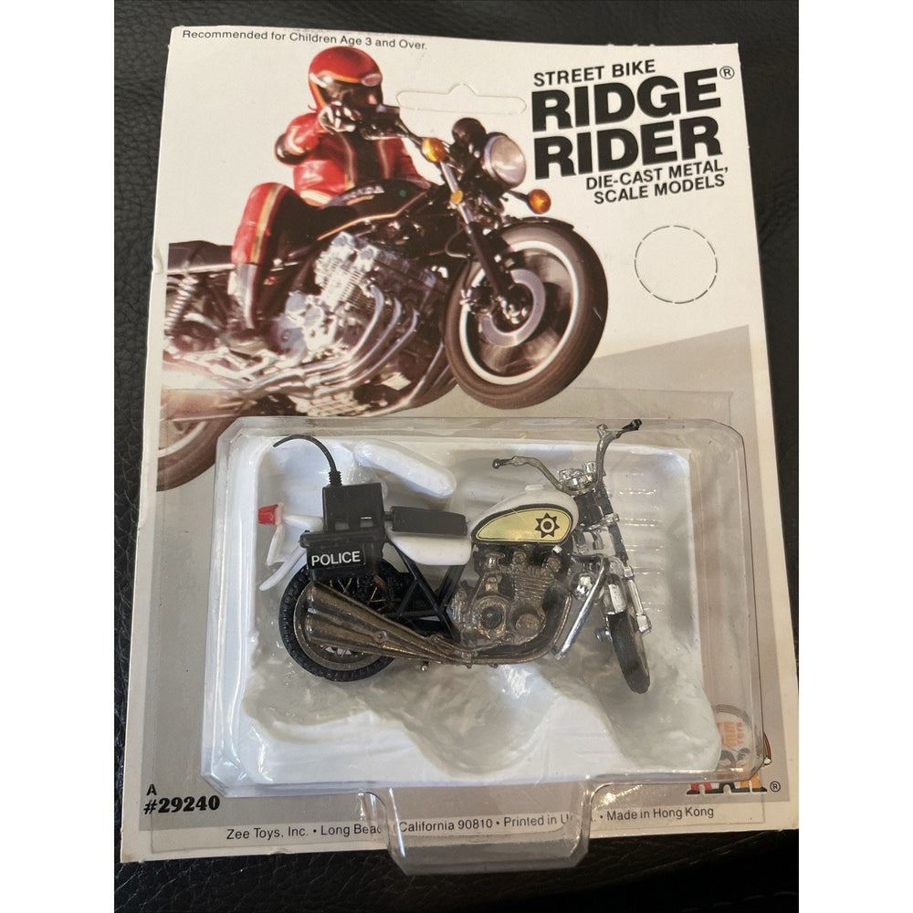 VINTAGE *NEW*  1980's Ridge Riders Die Cast Metal Scale Kawasaki 900 Police Bike