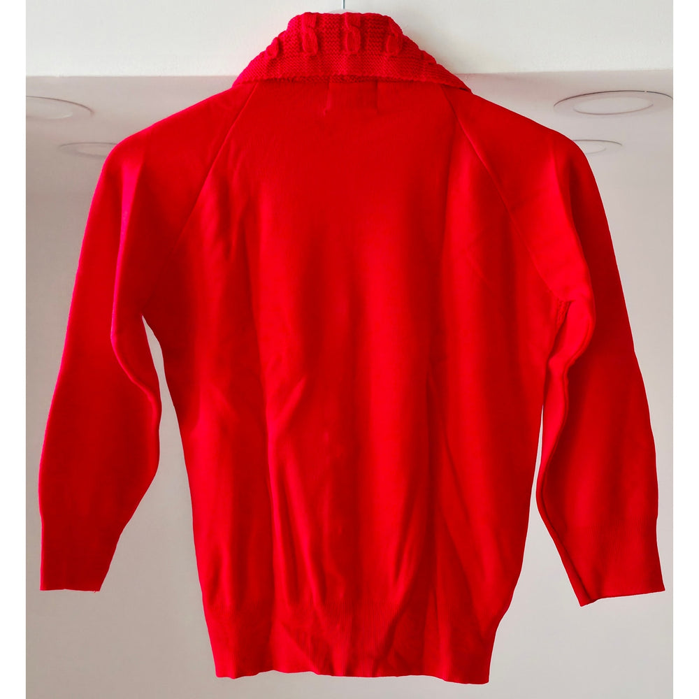 VINTAGE *NEW* 1960's Red Collared Women's Sweater w/Buttons 100% Nylon Size 38