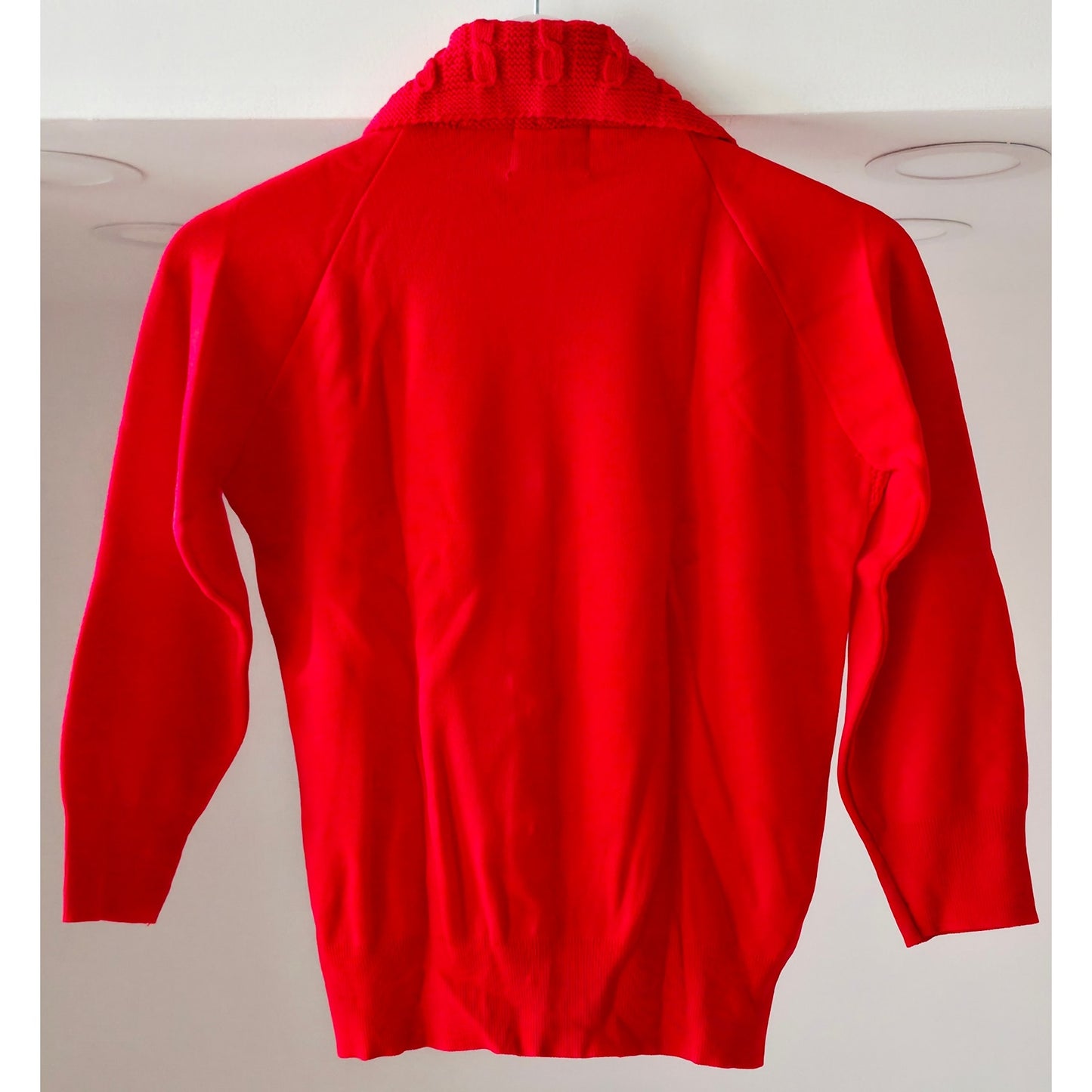 VINTAGE *NEW* 1960's Red Collared Women's Sweater w/Buttons 100% Nylon Size 38