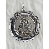 VINTAGE *NEW* 1950's Miraculous Medal Mary Silver-Toned Pendant W Germany