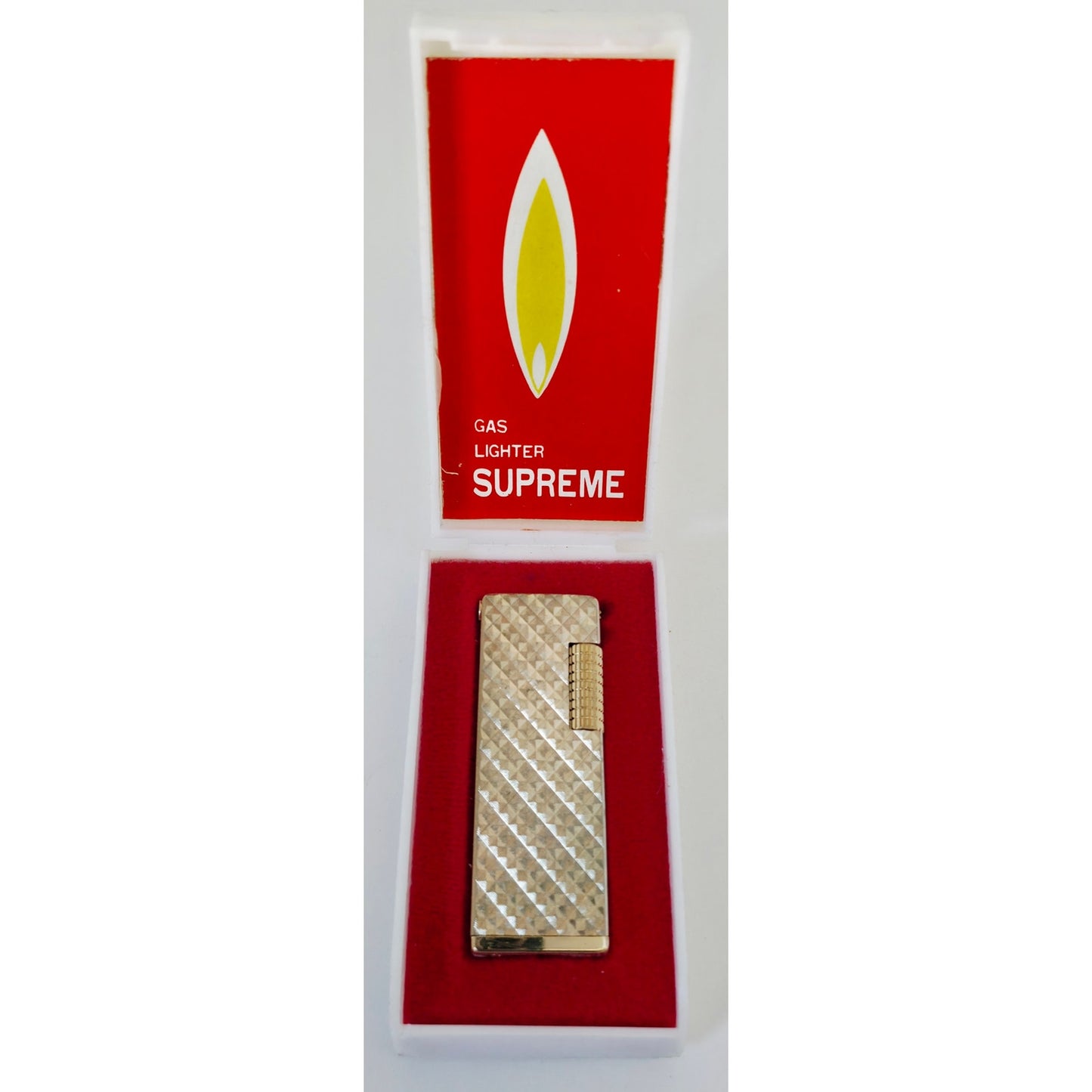 VINTAGE *NEW* 1960's Gold Textured Lighter in Original Box by Supreme USA