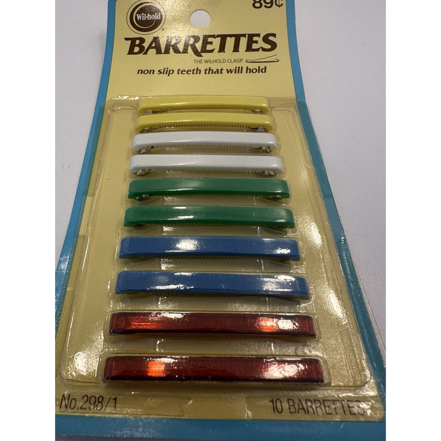 VINTAGE *NEW* 1970's's Wil-hold 298/1 Non-Slip Barrettes - Pack of 10